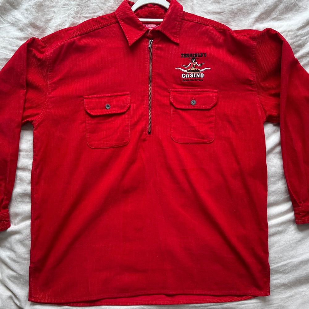 Red Terrible's Casino Half Zip Shirt L